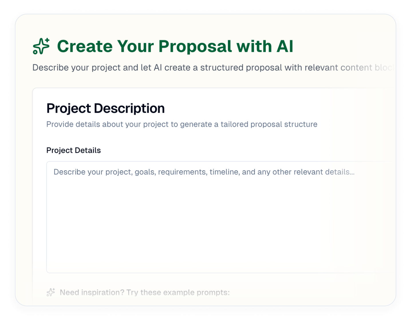 AI Proposal Creation Interface